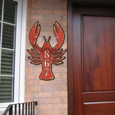 Designocracy Lobster Coastal House Door Wall Mailbox 3-line Wall Mount
