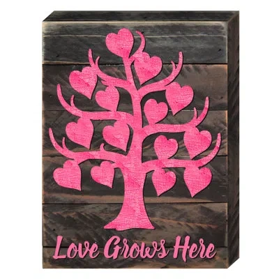Designocracy Love Grows Here Wall Décor In Gray;pink