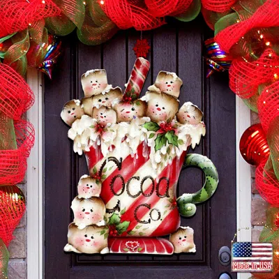 Designocracy Marshmallow Cocoa Company Door Hanger By Jamie Mill-price In Red