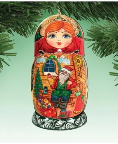 Designocracy Matreshka Doll Wooden Ornaments, Set Of 2 In Multi