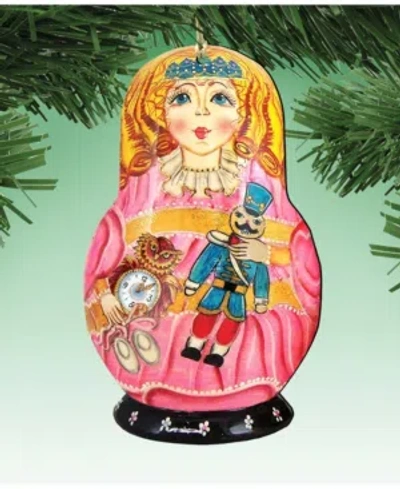 Designocracy Matreshka Doll Wooden Ornaments, Set Of 2 In Multi