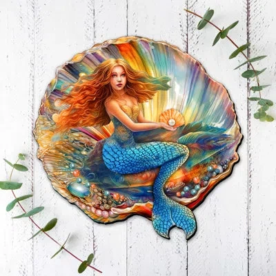 Designocracy Mermaid In The Shell Holiday Door Decor By G. Debrekht In Blue