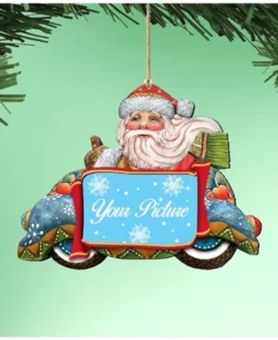 Designocracy Merry Christmas Santa Picture Frame Ornament, Set Of 2 In Multi