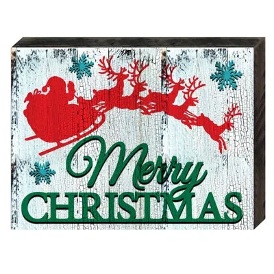 Designocracy Merry Christmas Santa's Sleigh Painting Print Wall Décor In Gold;blue;red