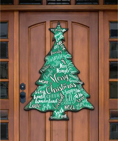 Designocracy Merry Christmas Tree Garden - 8198112-2m In Brown