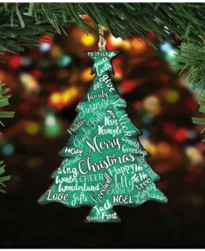 Designocracy Merry Christmas Tree Wooden Ornament Set Of 2 In Multi