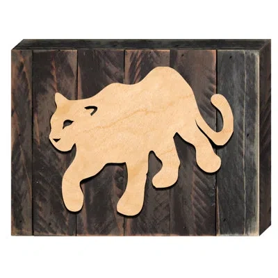 Designocracy Mountain Lion Art Rustic Wooden Wall Décor In Cream