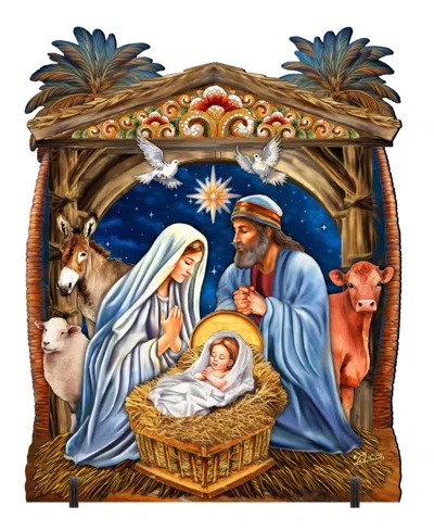 Designocracy Nativity Scene Outdoor Garden Wood Decor In Multi