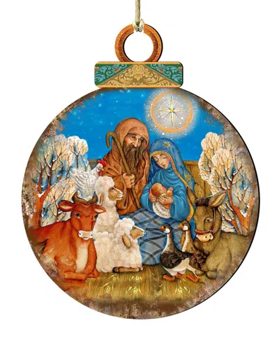 Designocracy Nativity Scene Wooden Ornament In Multi