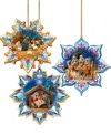 Designocracy Nativity Snowflake Wood Ornaments, Set Of 3 In Multi