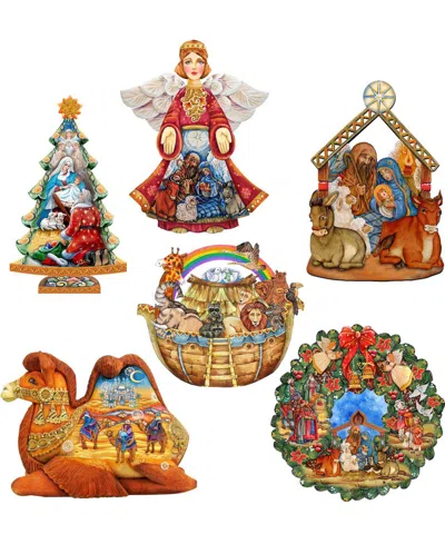 Designocracy Nativity Wooden Clip-on Ornaments, Set Of 6 In Multi