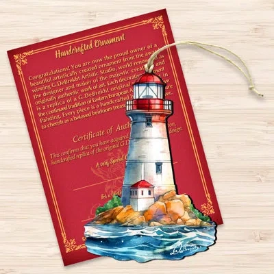 Designocracy Nautical Christmas Ornaments - Lighthouse Wooden Ornaments By G.debrekht In Blue;white;red