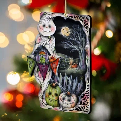 Designocracy Night Of The Pumpkins Wooden Ornament By J. Mills-price In Multicolor