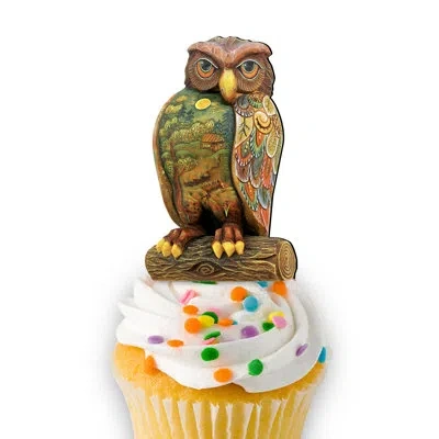 Designocracy Night Owl Wooden Cake Topper