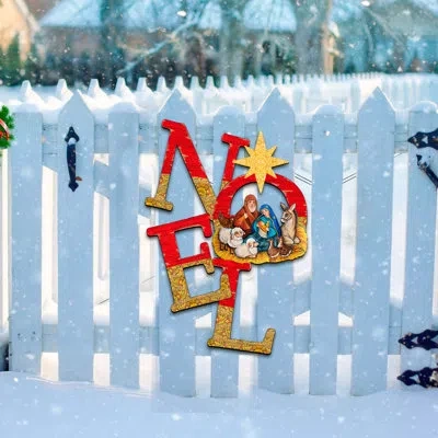 Designocracy Noel Nativity Wooden Door Hanger By G.debrekht In Multicolor