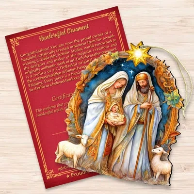 Designocracy Nostalgic Nativity Scene Wooden Ornament By G. Debrekht In Multicolor