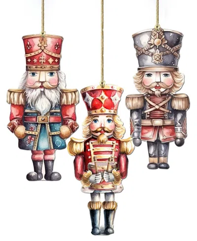 Designocracy Nutcrackers Christmas Ornaments, Set Of 3 In Multi