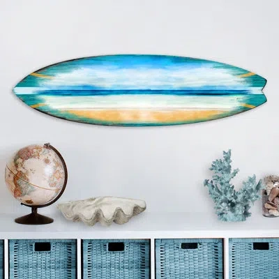 Designocracy Ocean Surfboard Diminutive Door Mural In Multicolor