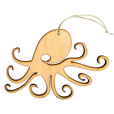 Designocracy Octopus Rustic Wooden Ornament In Multicolor