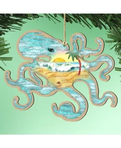 Designocracy Octopus Wooden Ornaments, Set Of 2 In Multi
