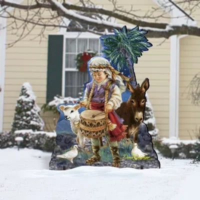 Designocracy Od Little Drummer Boy Home And Outdoor Decor Lawn Art/figurine By D. Gelsinger In Blue