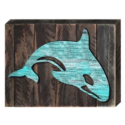 Designocracy Orca Whale Art On Board Wall Décor In Blue;brown
