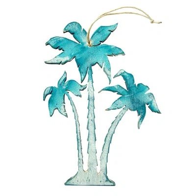 Designocracy Palm Trees Rustic Wooden Ornament In Multicolor