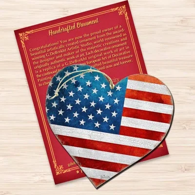 Designocracy Patriotic Heart Wooden Ornaments By G. Debrekht In Blue;white;red