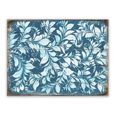 Designocracy Patterned Rustic Wooden Block Design Graphic Art Plaque Wall Décor In Light Blue
