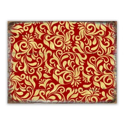 Designocracy Patterned Rustic Wooden Block Wall Décor In Red