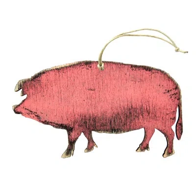 Designocracy Pig Rustic Wooden Ornament In Multicolor