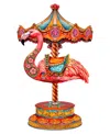 Designocracy Pink Flamingo Carousel Holiday Door Decor In Multi