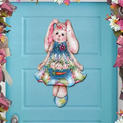 Designocracy Pocketful Of Bunnies Easter Door Décor By J. Mills-price | Easter Spring Décor - 8457705h-mp In Blue;green;pink