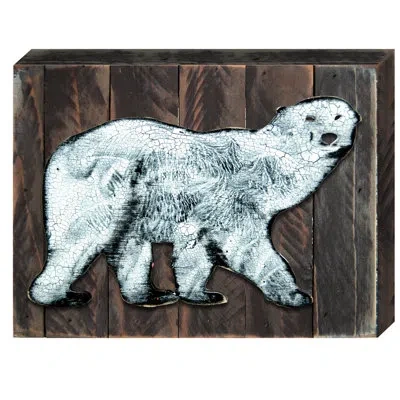 Designocracy Polar Bear Vintage Wooden Wall Décor In Brown;white