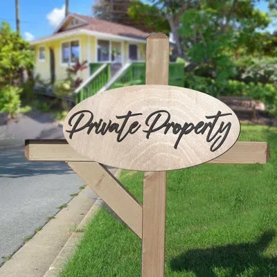 Designocracy Private Property Sign In Brown