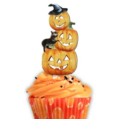 Designocracy Pumpkin Cake Topper In Yellow