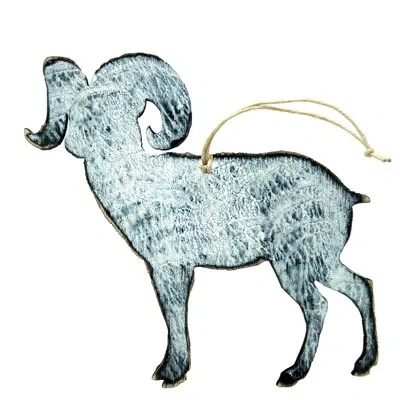 Designocracy Ram Rustic Wooden Ornament In Multicolor