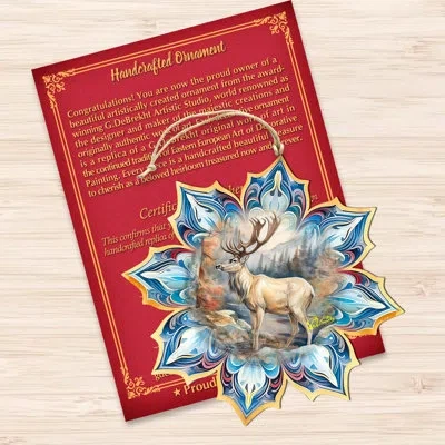 Designocracy Reindeer Snowflake Wooden Ornaments By G. Debrekht In Blue