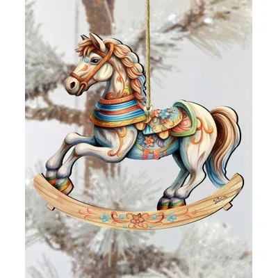 Designocracy Rocking Horse Wooden Ornament By G. Debrekht