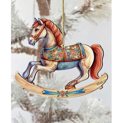 Designocracy Rocking Horse Wooden Ornament By G. Debrekht