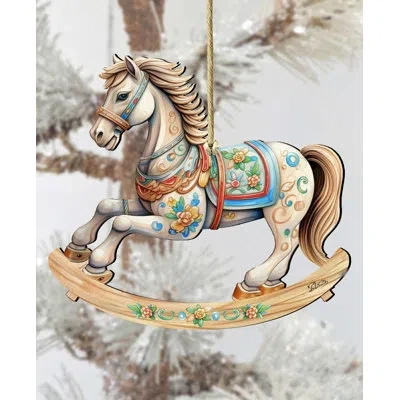 Designocracy Rocking Horse Wooden Ornament By G. Debrekht