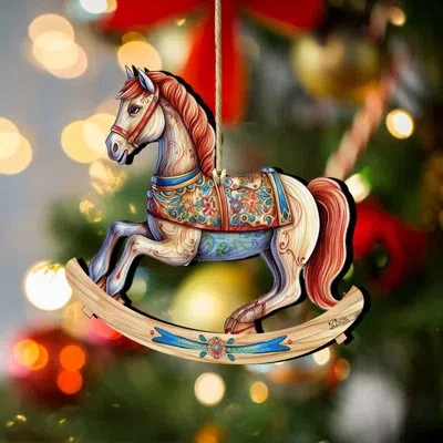 Designocracy Rocking Horses Hanging Wooden Ornaments