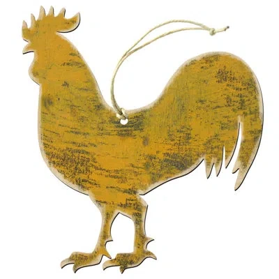 Designocracy Rooster Rustic Wooden Ornament In Multicolor