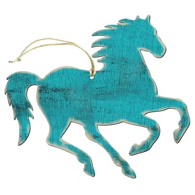 Designocracy Running Horse Rustic Wooden Ornament In Green