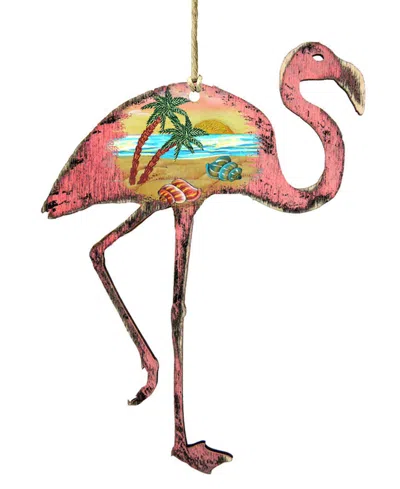 Designocracy Rustic Flamingo Wooden Ornament In Multi