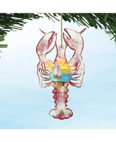Designocracy Rustic Lobster Coaster Wooden Ornaments Set Of 2 In Multi