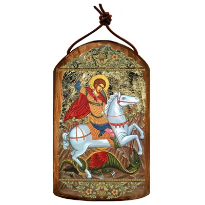 Designocracy Saint George Wooden Greek Christian Orthodox Icon Ornament In Multi