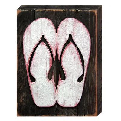 Designocracy Sandals Wooden Coastal Wall Décor In Brown;white