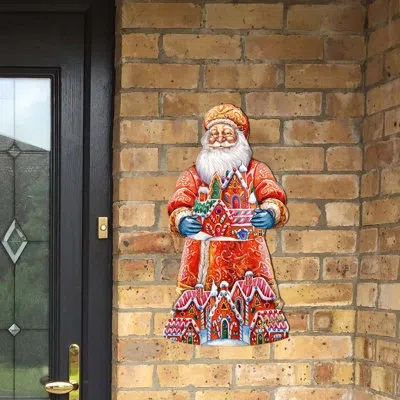 Designocracy Santa And The Gingerbread House Holiday Door Decor By G. Debrekht In Red