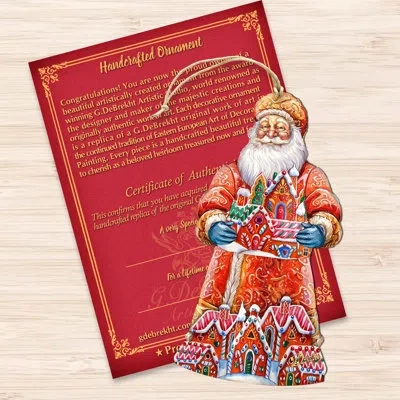 Designocracy Santa And The Gingerbread House Wooden Ornaments By G. Debrekht In Multicolor